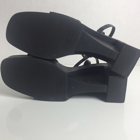 BCBG Minimalist Black Leather Ankle Strap Heels - Picture 6 of 8